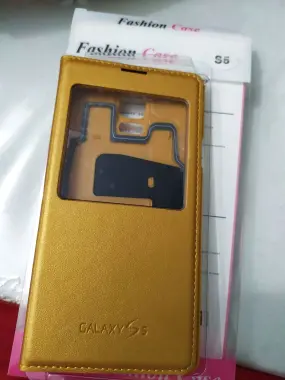 Чехол книжка для Samsung Galaxy S5. Золотой