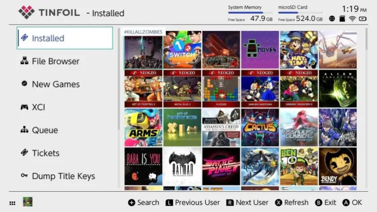 Tinfoil для Nintendo Switch