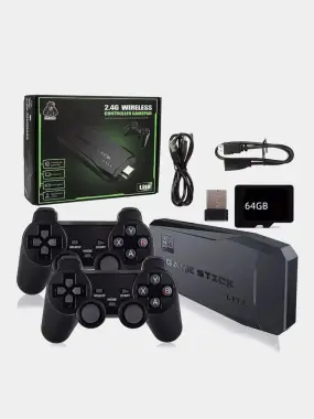Игровая приставка консоль 4K HD, 64 ГБ, 10000 встроенных игр, Gamepad