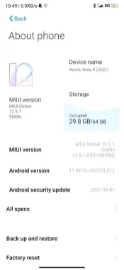 Redmi note 8 2021
