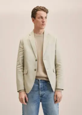 Костюм мужского отдела Mango ,из 100% льна Посадка slim fit, приталенн