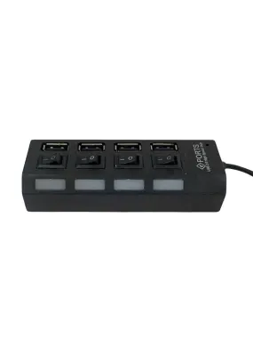 Разветвитель USB хаб черный, 4 порта