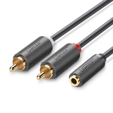 Фирменный кабель UGREEN 3.5мм (мама) на 2 RCA (папа)