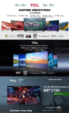 Televizor SMART 4K FULL HD etkazib berish hizmati mavjud