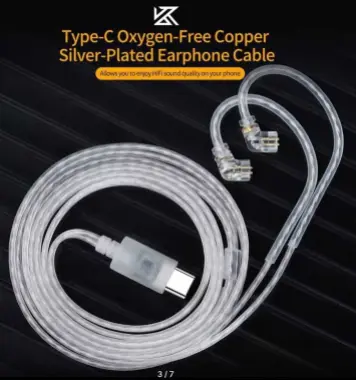 Новый посеребренный Hi-Fi кабель для наушников KZ разъемом TYPE-C DAC