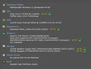 Игровой ноутбук Sager(USA), i7, 16gb, RTX 2060, 1TB SSD, 15,6 (144Hz)